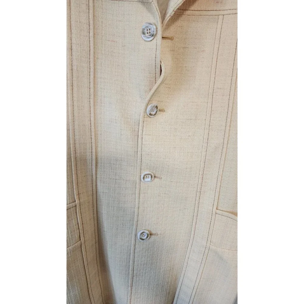 Vintage Retro Mens Lee Wald Yellow Suit Jacket Pants Disco Pimp Summer Vacation - Picture 15 of 16